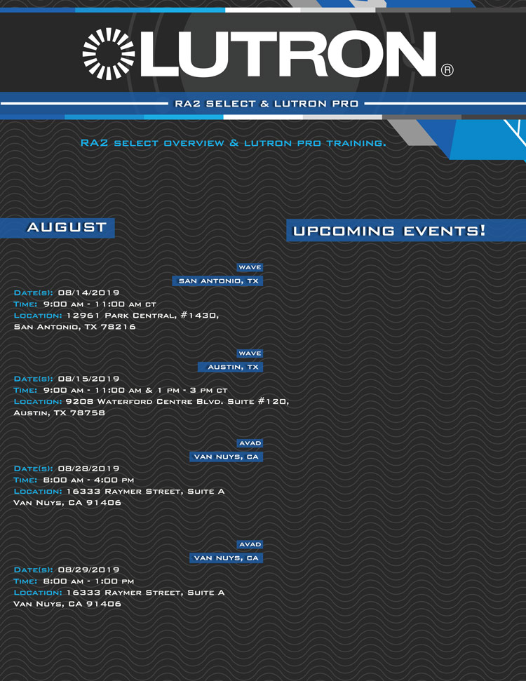 LUTRON Pro Events Page LUTRON Pro Events Page